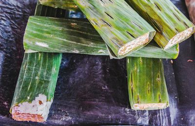 High angle view of vegetables on table