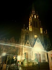 Illuminated christmas tree at night