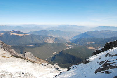 Scenic view of mountains against clear sky