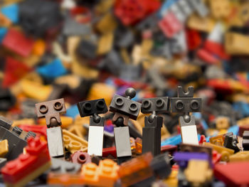 Close-up of toys on table