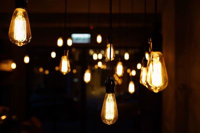 Close-up of illuminated light bulb