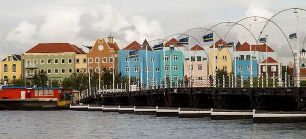 View of residential district against cloudy sky