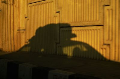 View of illuminated woman in dark room