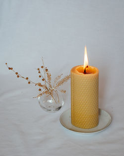 Close-up of illuminated candle