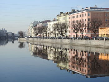 Reflection of buildings in lake