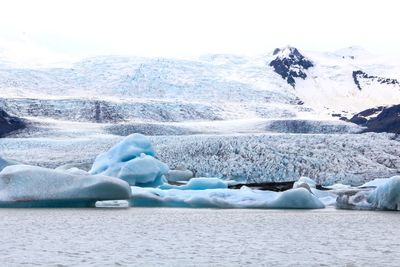 Scenic view of sea against sky during winter