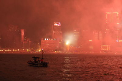 City lit up at night