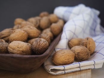 Close-up of eggs in bowl on table