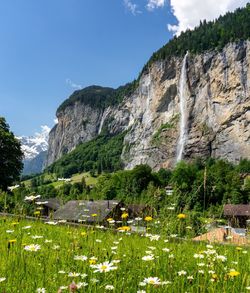 Scenic view of mountains against sky