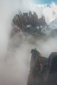 View of mountain range against cloudy sky