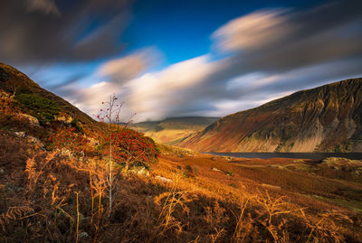 Low angle view of land against sky