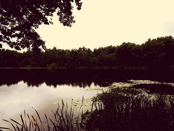 Scenic view of lake against clear sky