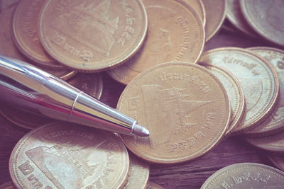 Close-up of coins