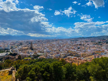 High angle view of townscape against sky