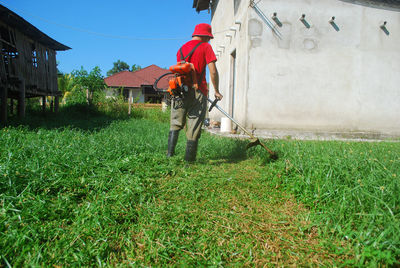 Man working on field