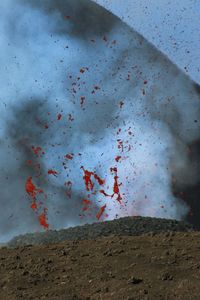 View of an active volcano on landscape