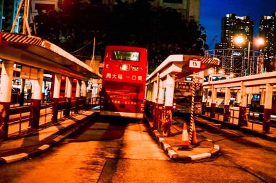 View of road in city at night