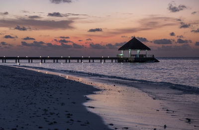 Scenic view of sea against sky at sunset