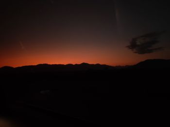 Scenic view of silhouette mountain against sky during sunset