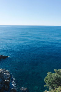 Scenic view of sea against clear sky