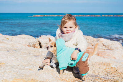 Portrait of cute boy on beach