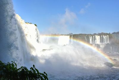 Panoramic view of waterfall against sky