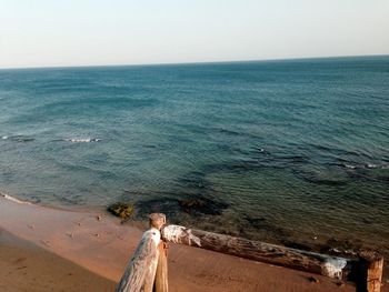 Scenic view of sea against clear sky