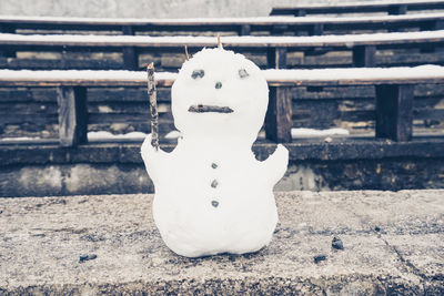 Close-up of toy on snow