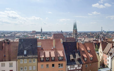 High angle view of buildings in city