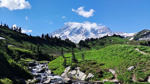 Scenic view of mountains against sky