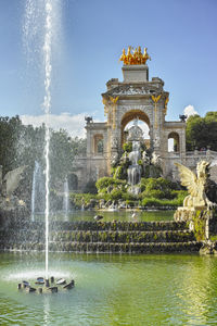 Fountain in front of building