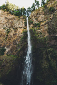 View of waterfall in forest