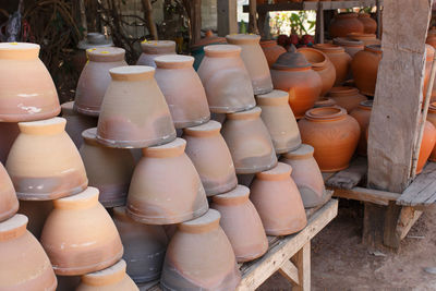 View of objects for sale at market stall