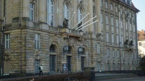 Low angle view of old building in city