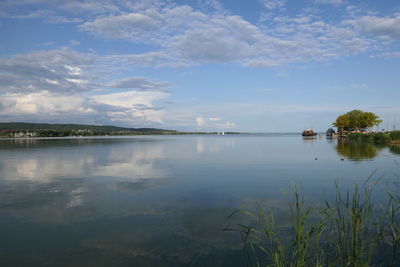 Scenic view of lake against sky