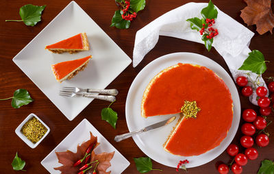 High angle view of food on table