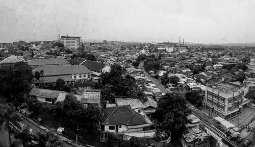 High angle view of townscape against sky