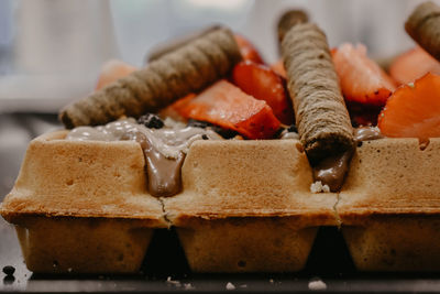 Close-up of waffle 