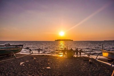 Scenic view of sunset over sea