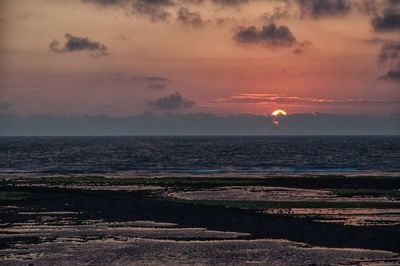 Scenic view of sea at sunset