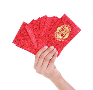 Close-up of hand holding red leaf against white background