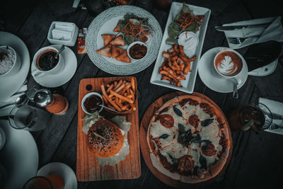 High angle view of food on table