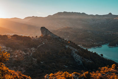 Scenic view of mountains against sky