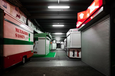 View of red underground walkway