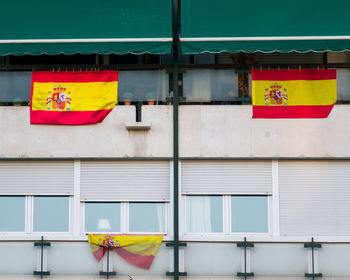 Detail of facade building working class madrid, spain