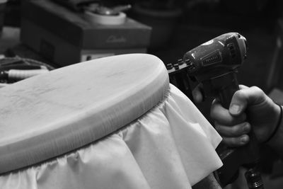 The process of making a handmade bendir, traditional percussion instrument