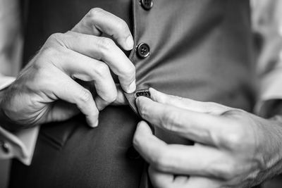 Close-up of hands working