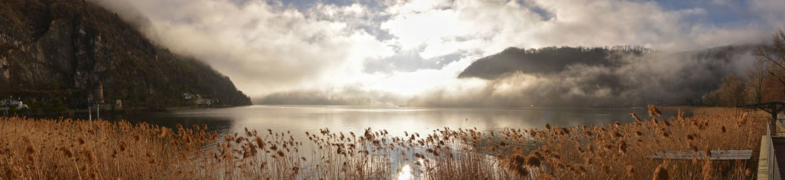 Panoramic view of mountains against sky