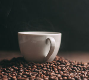 Close-up of coffee cup on table