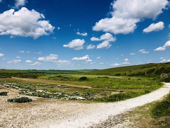 Scenic view of land against sky